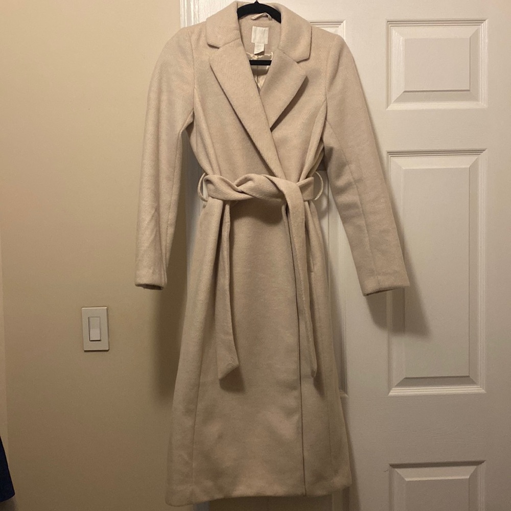 Ivory/cream H&M Maxi Coat